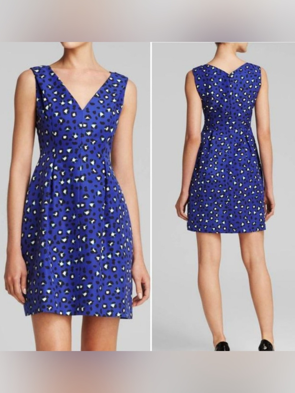Kate Spade Dawson Cyber Cheetah Mini Dress Blue Leopard Print Fit & Flare 00